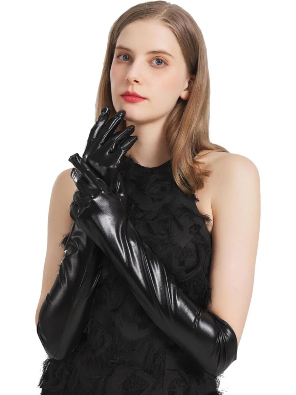 Women's Black 1920s Elbow Length Opera Halloween Cosplay Long Metallic Gloves